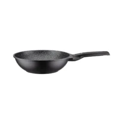 EASY CLICK Poêle Wok Fonte Aluminium Aspect Pierre Manche Amovible Induction GSW D28