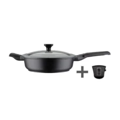 EASY CLICK Sauteuse Fonte Aluminium Aspect Pierre Manche Amovible Induction D28