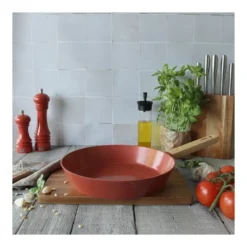 ECTOR Poêle Revêtue Céramique Paprika Induction Manche Bois D28