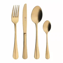 BAGUETTE Ménagère 24 Pcs Inox Doré Pozzi Milano