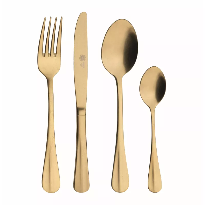 BAGUETTE Ménagère 24 Pcs Inox Doré Pozzi Milano 1 BAGUETTE Ménagère 24 Pcs Inox Doré Pozzi Milano