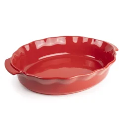 FESTONNEE Plat à Four En Céramique Ovale 38 Cm BRETAGNE CERAMIQUE INDUSTRIE Rouge Saveur