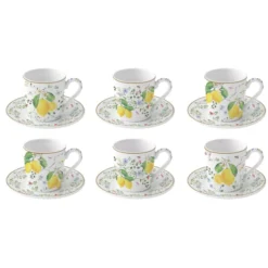 EASY LIFE FLEURS Et CITRONS Coffret Tasse Café Expresso Porcelaine - Les 6 -Peugeot Boutique fleurs et citrons coffret tasse cafe expresso porcelaine les 6 4