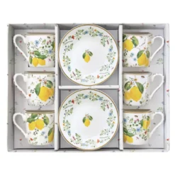 EASY LIFE FLEURS Et CITRONS Coffret Tasse Café Expresso Porcelaine - Les 6 -Peugeot Boutique fleurs et citrons coffret tasse cafe expresso porcelaine les 6 5