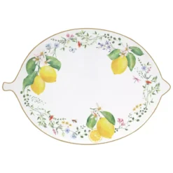 EASY LIFE FLEURS Et CITRONS Plat De Service Ovale En Porcelaine 30X21 Cm -Peugeot Boutique fleurs et citrons plat de service ovale en porcelaine 30x21 cm 2