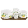 EASY LIFE FLEURS Et CITRONS Set Apéritif 4 Coupelles En Porcelaine