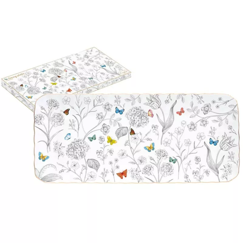 EASY LIFE Fleurs Et Papillons Plat à Cake 36 X 16 Cm EASYLIFE 4 EASY LIFE Fleurs Et Papillons Plat à Cake 36 X 16 Cm EASYLIFE – Image 4