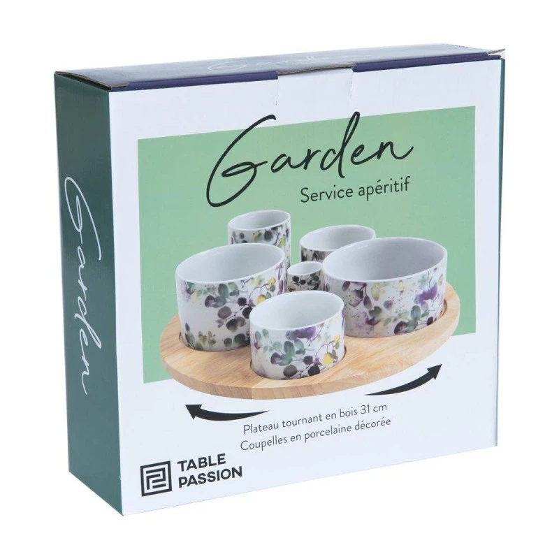 GARDEN Set Apéritif 6 Coupelles Sur Plateau Tournant TABLE PASSION 2 GARDEN Set Apéritif 6 Coupelles Sur Plateau Tournant TABLE PASSION – Image 2