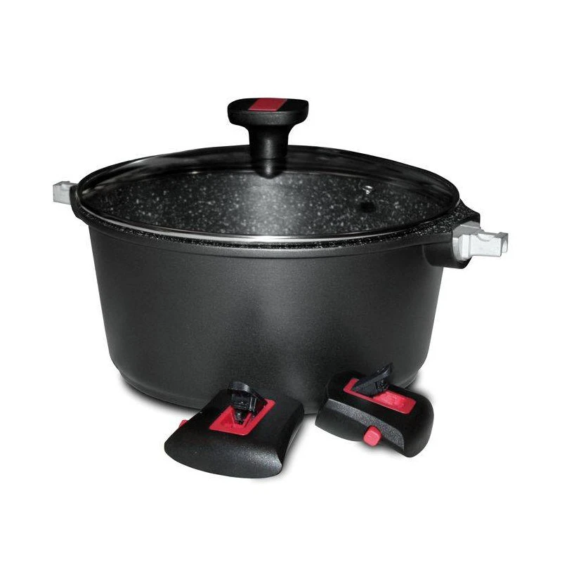 Granit PRO Faitout Fonte Aluminium Aspect Pierre Manche Amovible Induction D28 1 Granit PRO Faitout Fonte Aluminium Aspect Pierre Manche Amovible Induction D28