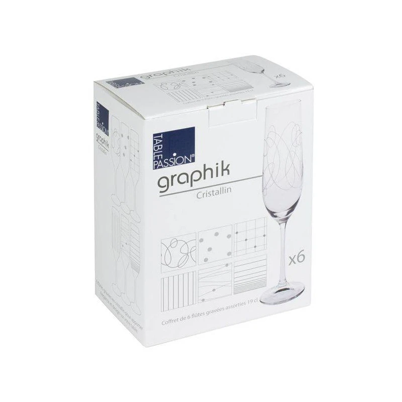 GRAPHIK Flûte 19 Cl En Verre Gravé Les 6 2 GRAPHIK Flûte 19 Cl En Verre Gravé Les 6 – Image 2