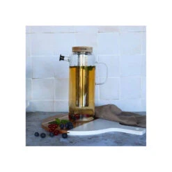 GUSTAVE Théière Carafe En Verre Borosilicate Bouchon Bois 1.5 L OGO