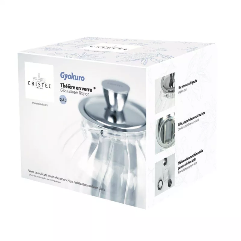 GYOKURO Théière En Verre Borosilicate Avec Infuseur Inox Et Fond Dévissable CRISTEL 0,8 L 2 GYOKURO Théière En Verre Borosilicate Avec Infuseur Inox Et Fond Dévissable CRISTEL 0,8 L – Image 2