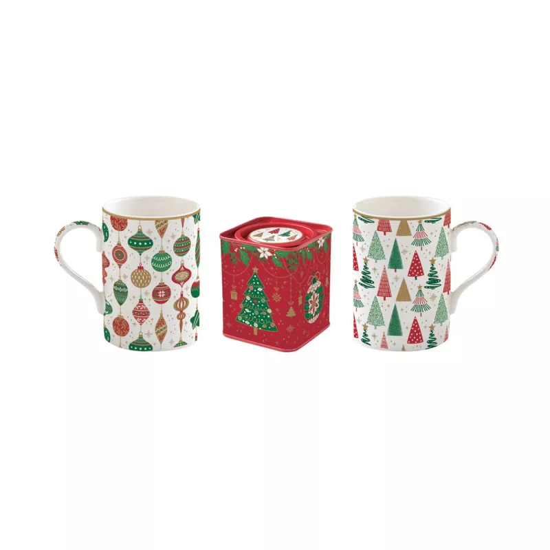 EASY LIFE JINGLE BELLS Coffret Duo De Mugs En Porcelaine Et Boîte à Thé EASYLIFE 1 EASY LIFE JINGLE BELLS Coffret Duo De Mugs En Porcelaine Et Boîte à Thé EASYLIFE
