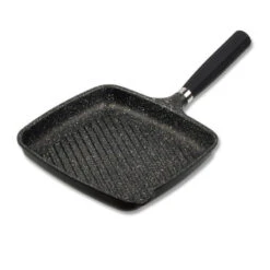 JULIENNE GRANIT Poêle à Griller 26x35 Fonte Aluminium Aspect Pierre Manche Amovible INDUCTION