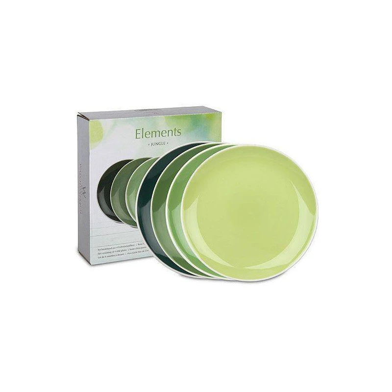JUNGLE Assiette Dessert En Porcelaine Vert - Les 4 SC 1 JUNGLE Assiette Dessert En Porcelaine Vert - Les 4 SC