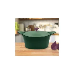 L´incroyable Cocotte Cookut Revêtement Céramique Vert Fougère - Sans Bouton Ni Manique 28 Cm