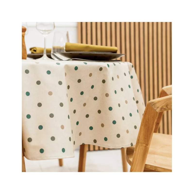 LORETTE Nappe 70% Coton 30% Polyester Enduit 150X150 Emeraude SUD ETOFFE 4 LORETTE Nappe 70% Coton 30% Polyester Enduit 150X150 Emeraude SUD ETOFFE – Image 4