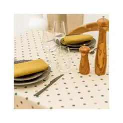 LORETTE Nappe 70% Coton 30% Polyester Enduit 300X150 Emeraude SUD ETOFFE