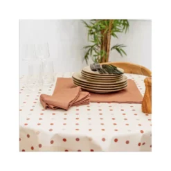 LORETTE Nappe 70% Coton 30% Polyester Enduit Ronde D155 Bois De Rose SUD ETOFFE -Peugeot Boutique lorette nappe 70 coton 30 polyester enduit ronde d150 bois de rose sud etoffe 2