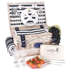 Malle Panier Pique Nique Osier Les Jardins De La Comtesse Marine 4 Personnes