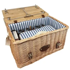 Malle Panier Pique Nique Osier Les Jardins De La Comtesse Saint Malo Rayures Bleues 4 Personnes -Peugeot Boutique malle panier pique nique osier les jardins de la comtesse saint malo vichy bleu 4 personnes 11
