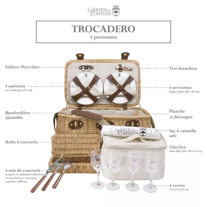 Malle Panier Pique Nique Osier Les Jardins De La Comtesse Trocadéro 4 Personnes 4 Malle Panier Pique Nique Osier Les Jardins De La Comtesse Trocadéro 4 Personnes – Image 4