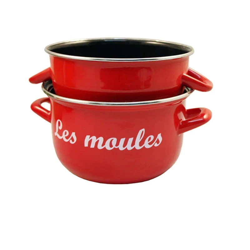 Marmite à Moules émail Marquée D18 Coloris Rouge 2 Marmite à Moules émail Marquée D18 Coloris Rouge – Image 2