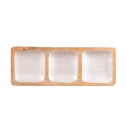 MELLOW Plateau Apéritif 3 Compartiments En Bois De Manguier Et Résine 41x15 Cm Lignes TABLE PASSION
