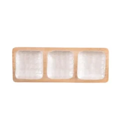 MELLOW Plateau Apéritif 3 Compartiments En Bois De Manguier Et Résine 41x15 Cm Martelé TABLE PASSION