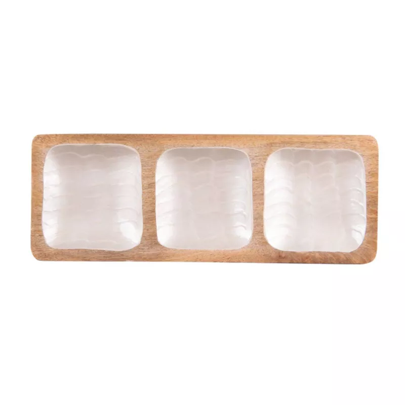 MELLOW Plateau Apéritif 3 Compartiments En Bois De Manguier Et Résine 41x15 Cm Vagues TABLE PASSION 1 MELLOW Plateau Apéritif 3 Compartiments En Bois De Manguier Et Résine 41x15 Cm Vagues TABLE PASSION