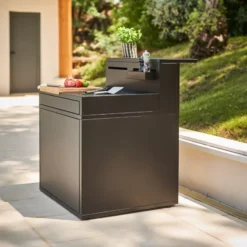 Meuble De Cuisine Extérieure Desserte Avec Comptoir Bar Noir Forge Adour CBN