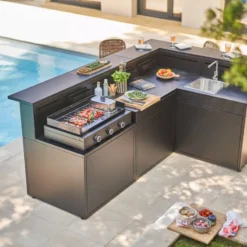 Meuble De Cuisine Extérieure Support D'Angle Avec Comptoir Bar Noir Forge Adour CBN -Peugeot Boutique meuble de cuisine exterieure support d angle avec comptoir bar noir forge adour cbn 12