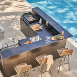 Meuble De Cuisine Extérieure Support D'Angle Avec Comptoir Bar Noir Forge Adour CBN -Peugeot Boutique meuble de cuisine exterieure support d angle avec comptoir bar noir forge adour cbn 13