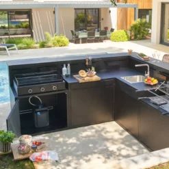 Meuble De Cuisine Extérieure Support D'Angle Avec Comptoir Bar Noir Forge Adour CBN -Peugeot Boutique meuble de cuisine exterieure support d angle avec comptoir bar noir forge adour cbn 14