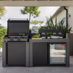 Meuble Plancha Desserte Mobile Table Acier FELIX ENO 120 X 60 Gris Taupe -Peugeot Boutique meuble plancha desserte mobile table acier felix eno 120 x 60 gris taupe 2