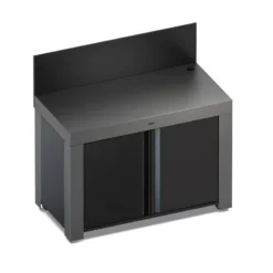 Meuble Plancha Desserte Mobile Table Acier FELIX ENO 120 X 60 Gris Taupe