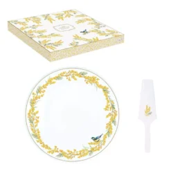 EASY LIFE MIMOSA Plat à Tarte D32cm Avec Pelle En Porcelaine