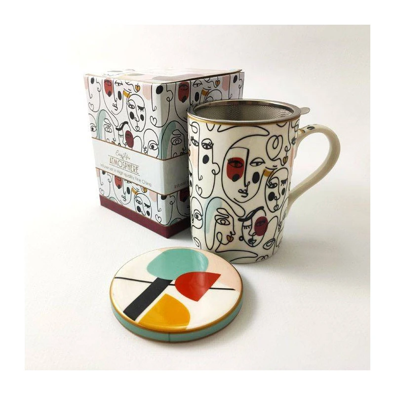 EASY LIFE MODERNISM Coffret Mug Tisanière Porcelaine 2 EASY LIFE MODERNISM Coffret Mug Tisanière Porcelaine – Image 2