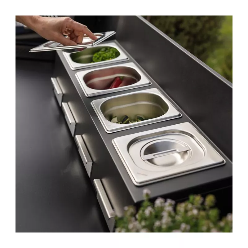 MODULO Cuisine Extérieure Elément Crédence Gastronorm 4 Bacs ENO 1 MODULO Cuisine Extérieure Elément Crédence Gastronorm 4 Bacs ENO