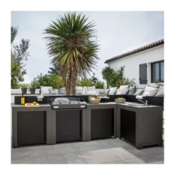 MODULO Cuisine Extérieure Elément Plateau D'angle Acier Galvanisé Thermolaqué ENO Gris Et Noir -Peugeot Boutique modulo cuisine exterieure element plateau dangle acier galvanise thermolaque eno gris et noir 1