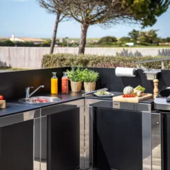 MODULO Cuisine Extérieure Elément Plateau D´angle Inox Et Noir ENO -Peugeot Boutique modulo cuisine exterieure element plateau dangle inox et noir eno 2