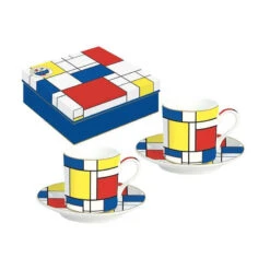 EASY LIFE MONDRIAN Coffret Paire Tasse Café Expresso Porcelaine EASYLIFE - Les 2 -Peugeot Boutique mondrian coffret paire tasse cafe expresso porcelaine easylife les 2 3