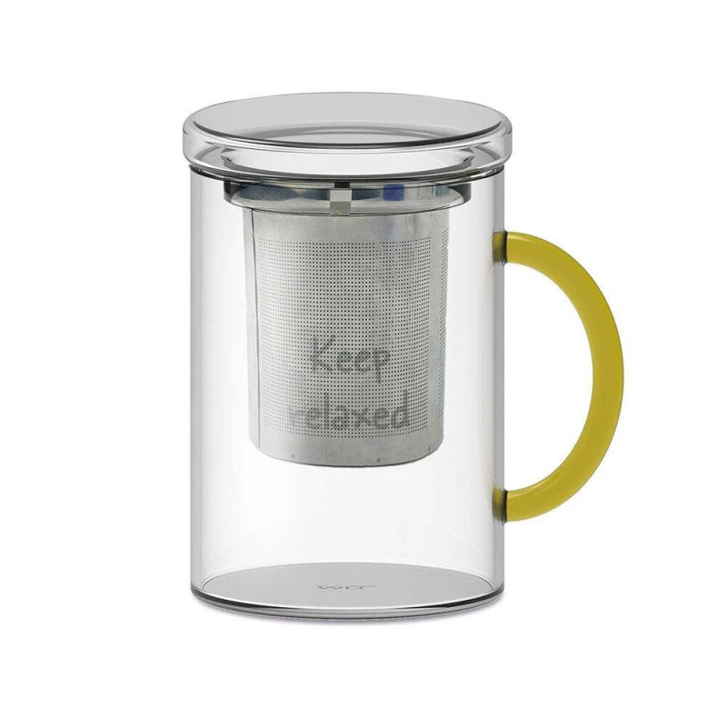 MUG Tasse Tisanière Avec Couvercle En Verre WD Lifestyle 42 Cl Jaune 1 MUG Tasse Tisanière Avec Couvercle En Verre WD Lifestyle 42 Cl Jaune