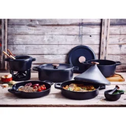 NORI Tajine En Fonte Emaillée BEKA Ronde Noir D28 -Peugeot Boutique nori tajine en fonte emaillee beka ronde noir d28 7