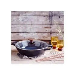 NORI Wok Fonte Traditionnelle Avec Couvercle Et Baguettes BEKA D30