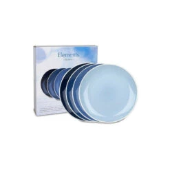 OCEAN Assiette Plate En Porcelaine Bleu - Les 4 SC