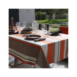 OLERON Nappe 70% Coton 30% Polyester Enduit 150X150 Burnt Orange SUD ETOFFE