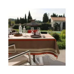 OLERON Nappe 70% Coton 30% Polyester Enduit 200X150 Burnt Orange SUD ETOFFE
