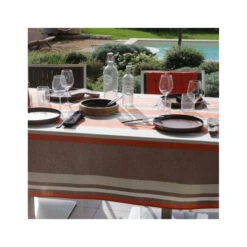 OLERON Nappe 70% Coton 30% Polyester Enduit 250X150 Burnt Orange SUD ETOFFE