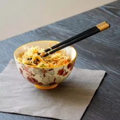 PECHINO LINE Set De 2 Bols Coupelle En Grès D11.5 300 Ml Avec Baguettes Décor Rouge WD Lifestyle -Peugeot Boutique pechino line set de 2 bols coupelle en gres d115 300 ml avec baguettes decor rouge wd lifestyle 3